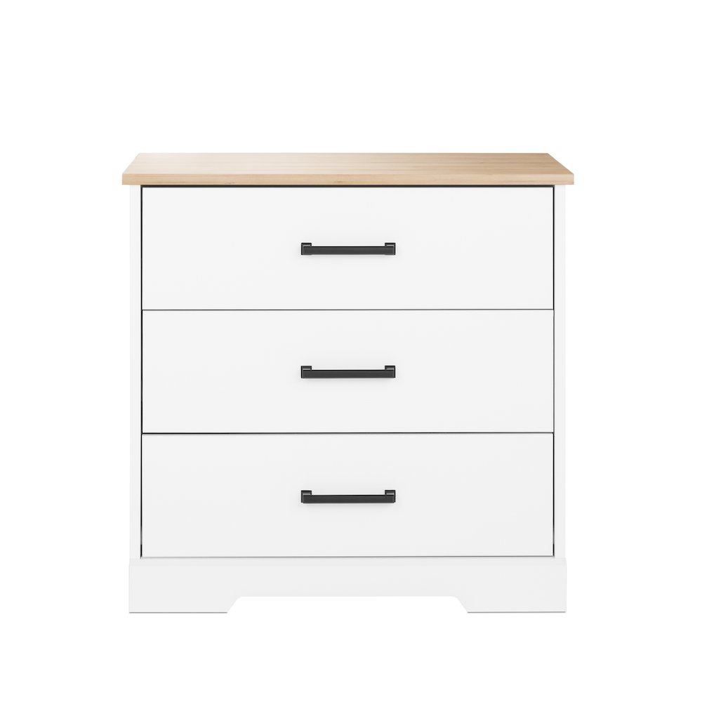 Nightstand Bedside Table, White & Oak Nightstand for Bedroom. Picture 1