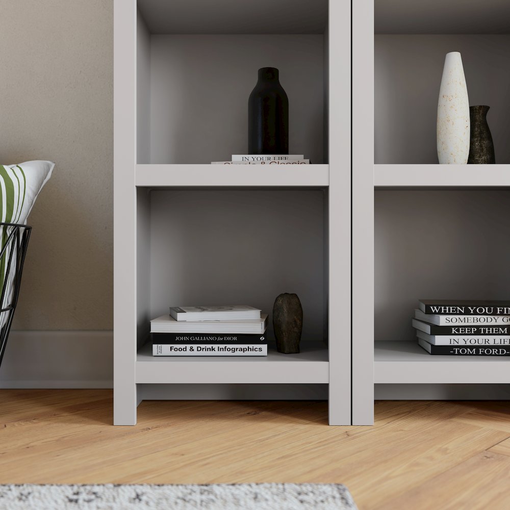 Moda 80" Tall 5-Tier Narrow Bookcase in White with 5 Shelves. Picture 11