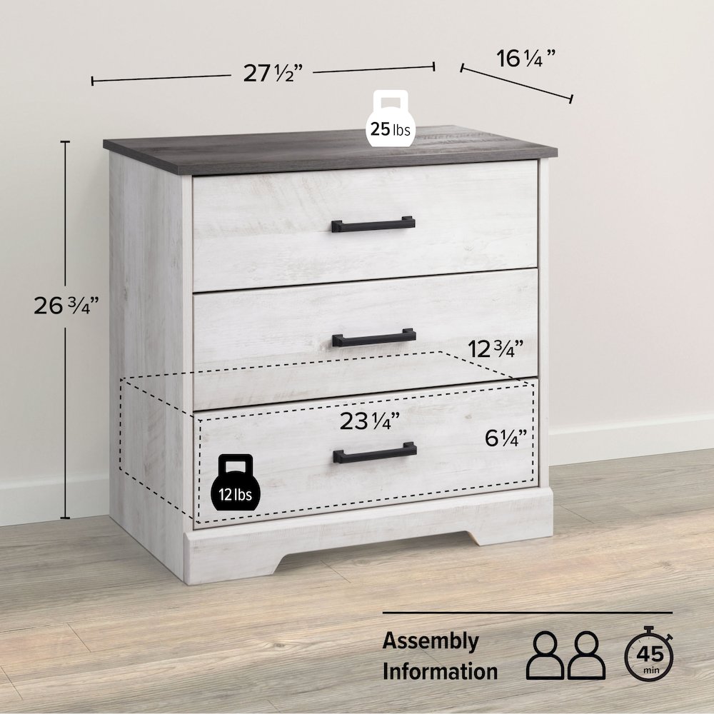 Nightstand Bedside Table, Washed White Nightstand for Bedroom. Picture 5