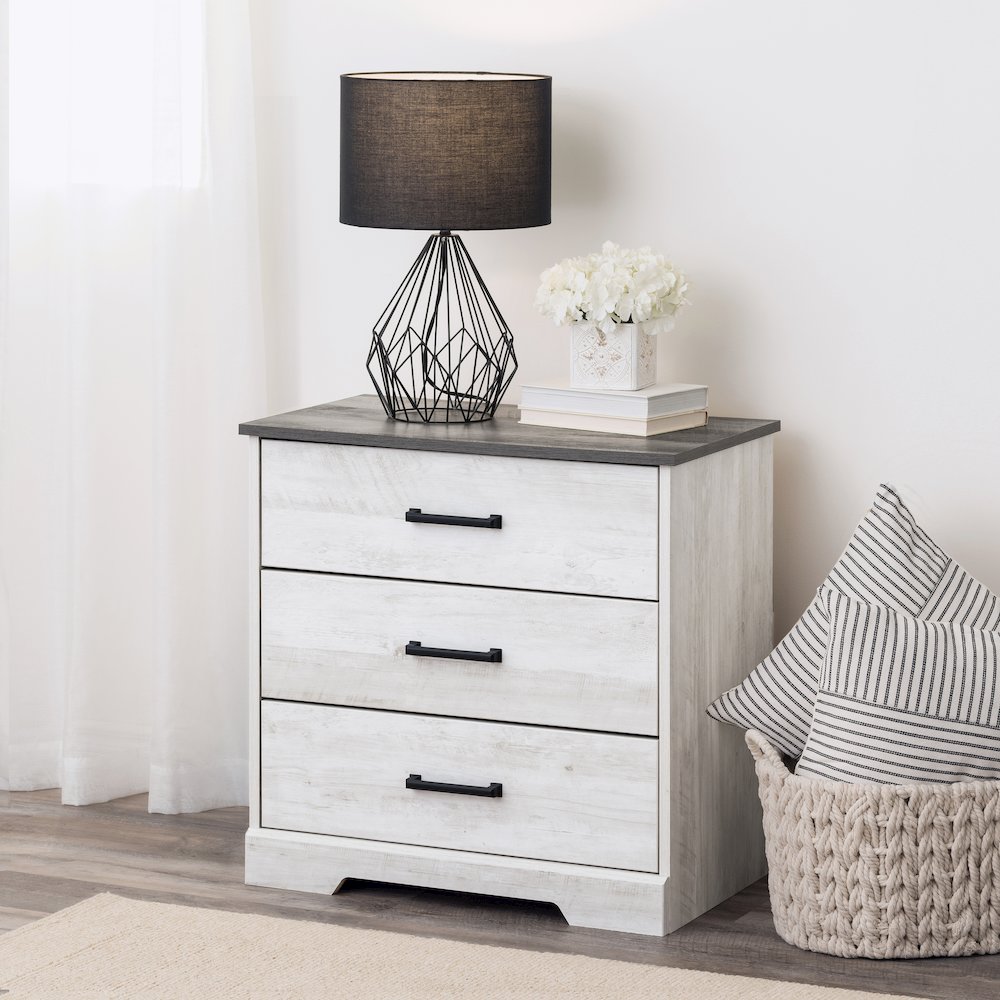 Nightstand Bedside Table, Washed White Nightstand for Bedroom. Picture 13