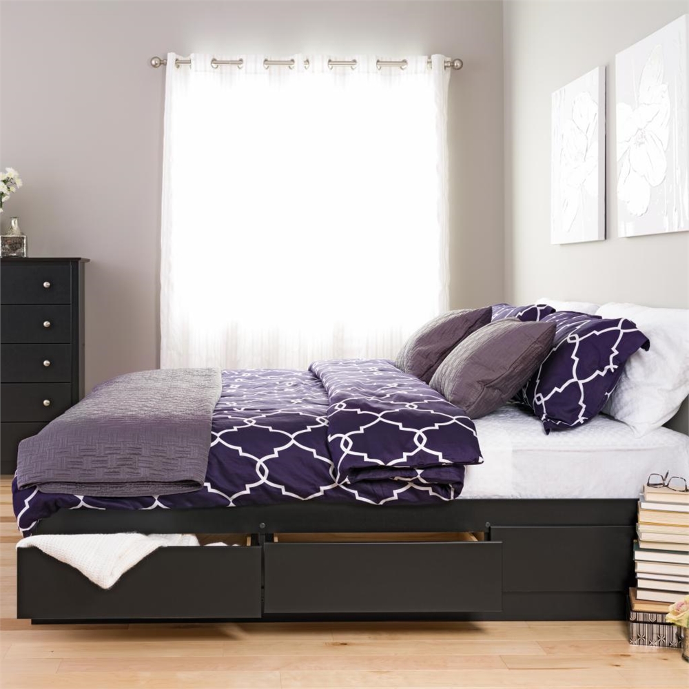 Black King Mate’s Platform Storage Bed with 6 Drawers. Picture 1