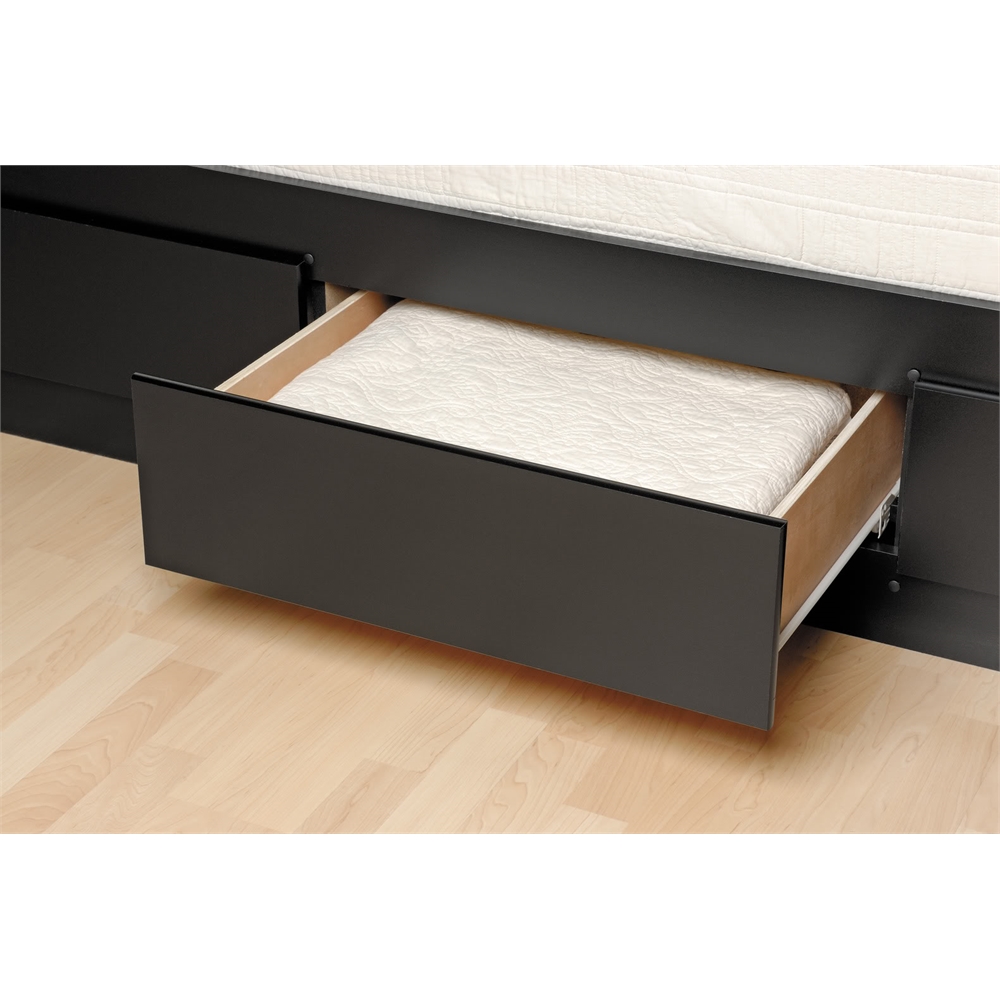 Black Tall Queen Captain’s Platform Storage Bed with 12 Drawers. Picture 4