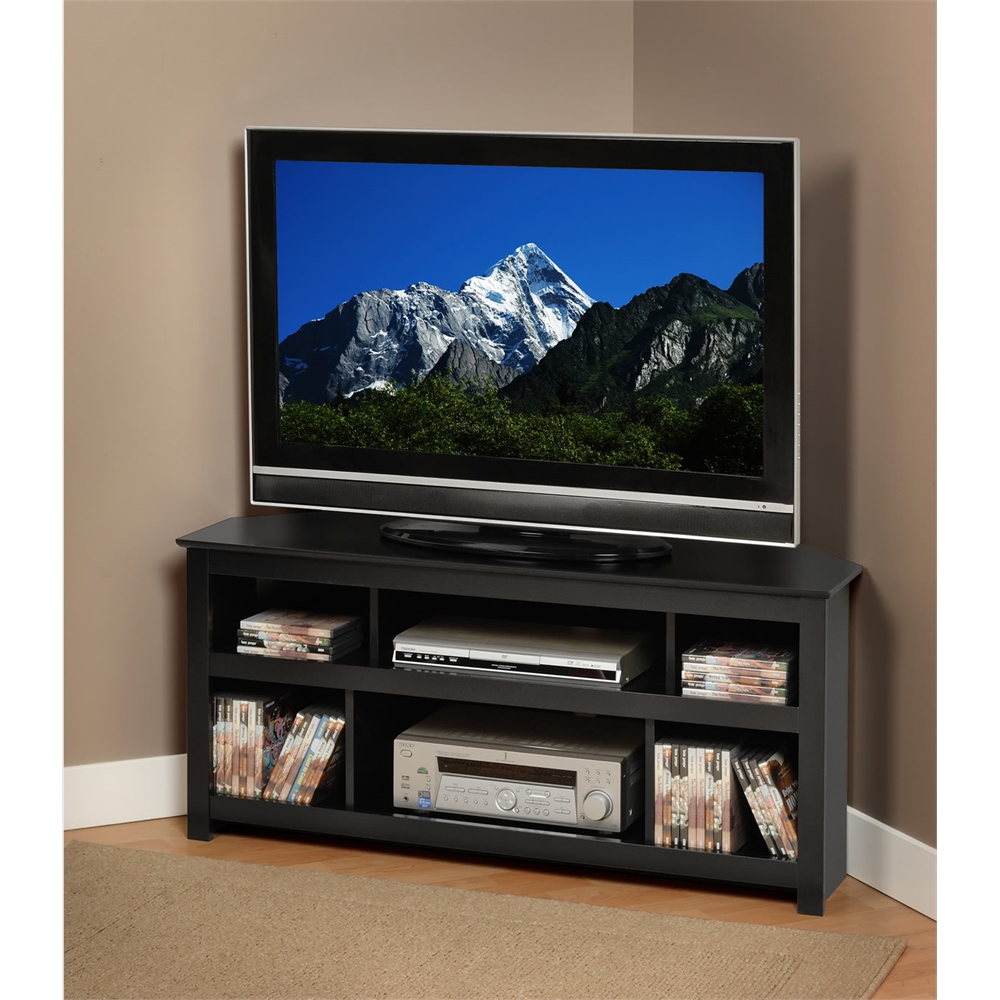 Black Vasari Corner Flat Panel Plasma / LCD TV Console. Picture 2