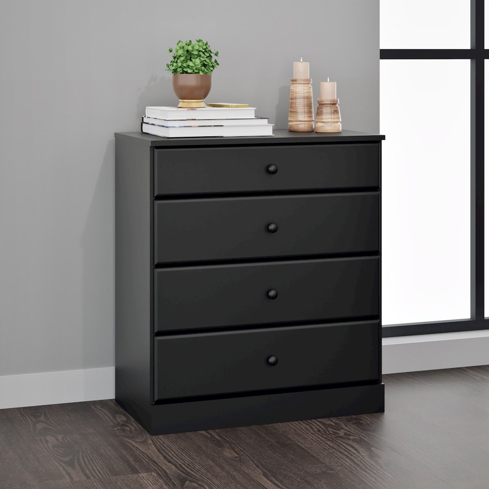Astrid 4-Drawer Dresser, Black. Picture 6