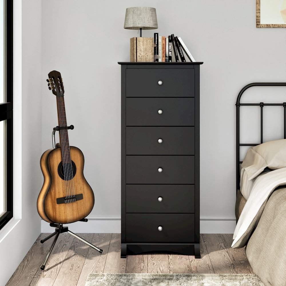 Black Sonoma Tall 6 Drawer Chest. Picture 6
