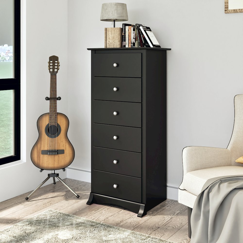 Black Sonoma Tall 6 Drawer Chest. Picture 7