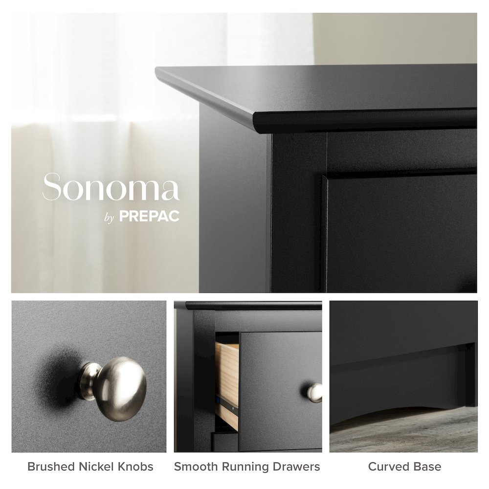 Black Sonoma Tall 6 Drawer Chest. Picture 8