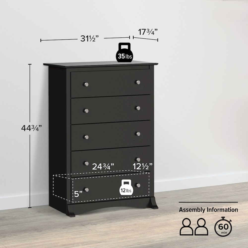 Black Sonoma 5 Drawer Chest. Picture 5