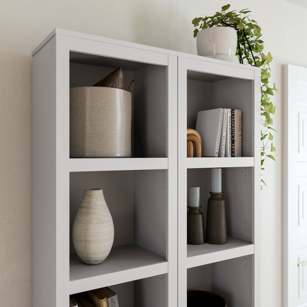 Moda 80" Tall 5-Tier Narrow Bookcase in White with 5 Shelves. Picture 10