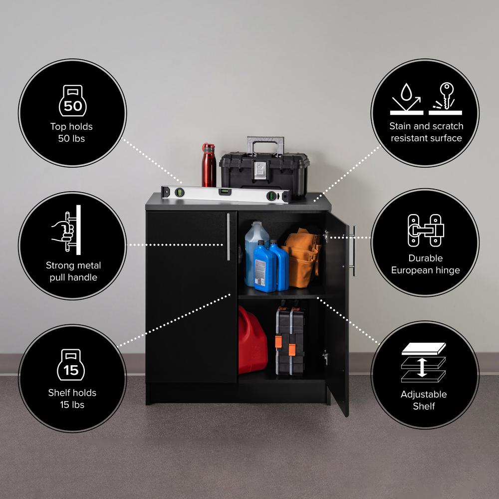 Elite 32 inch Base Cabinet, Black. Picture 6