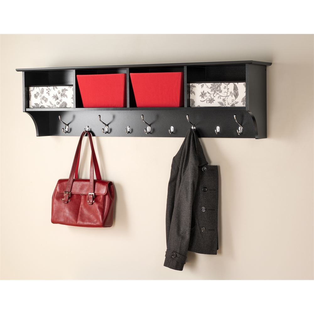 Black 60" Wide Hanging Entryway Shelf. Picture 1