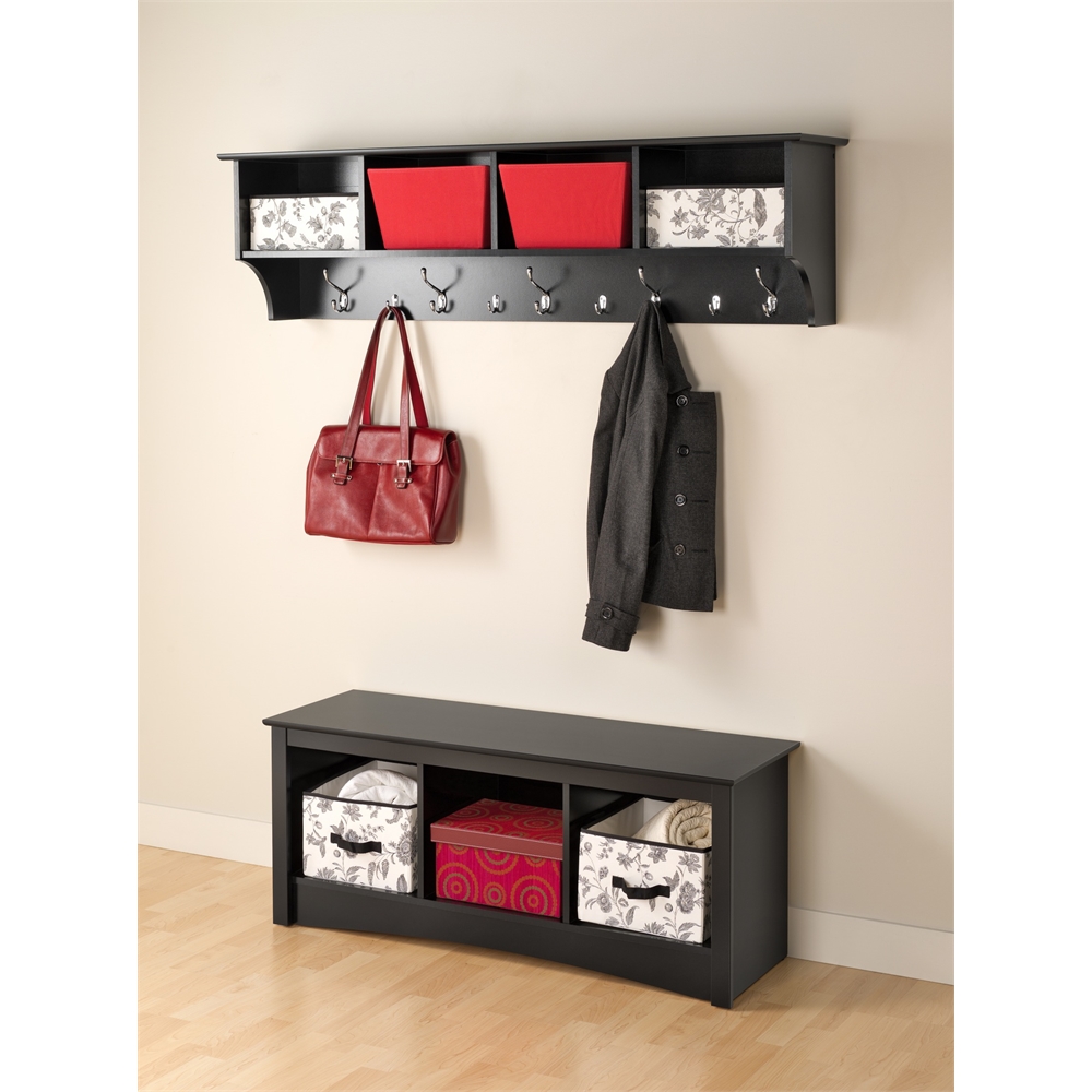 Black 60" Wide Hanging Entryway Shelf. Picture 3