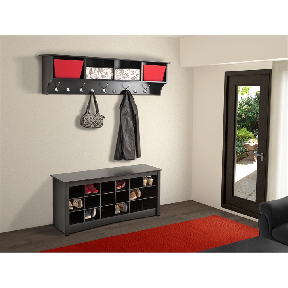 Black 60" Wide Hanging Entryway Shelf. Picture 2