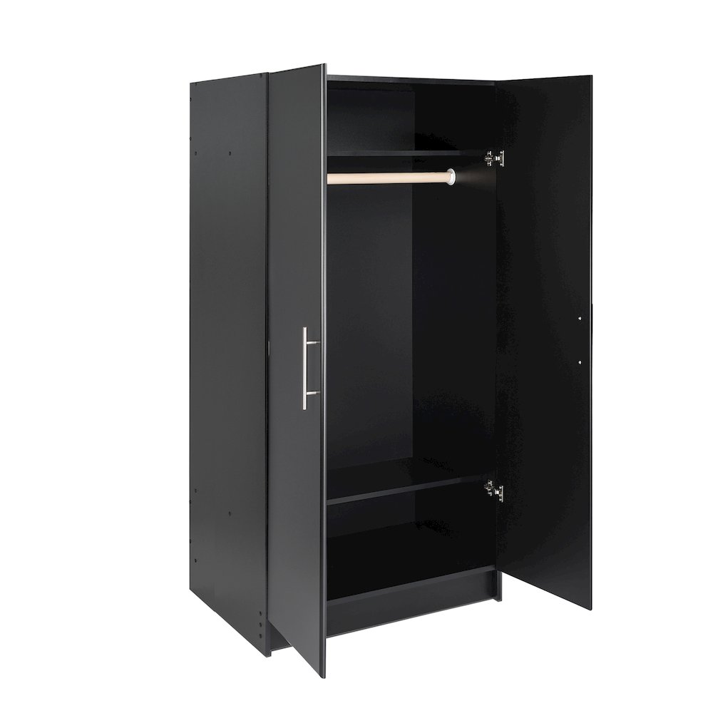 Elite 32" Wardrobe Cabinet, Black. Picture 1