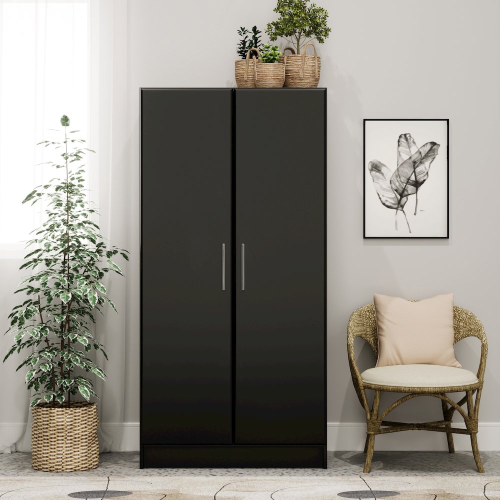 Elite 32" Wardrobe Cabinet, Black. Picture 6
