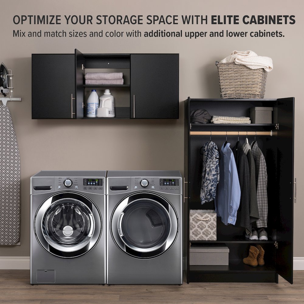 Elite 32" Wardrobe Cabinet, Black. Picture 9