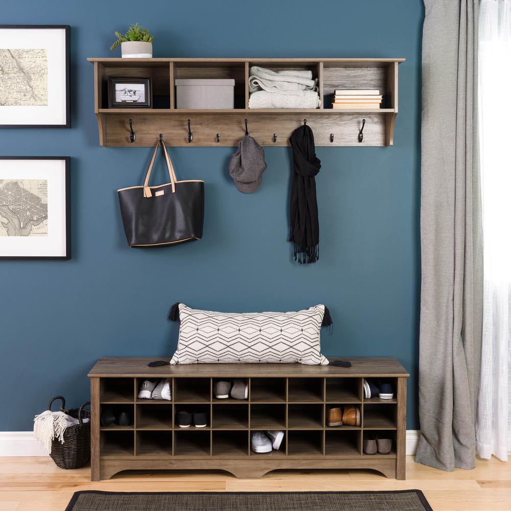 60" Shoe Cubby Bench - Drifted Gray. Picture 3