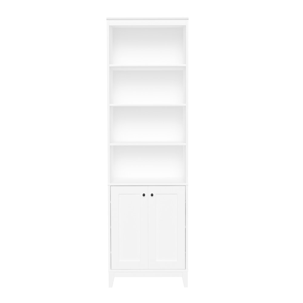 Yaletown 2-Door Bookcase with 3 Shelves White Engineered Wood Cabinet. Picture 12