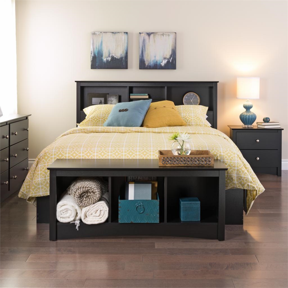 Black Full / Queen Bookcase Headboard. Picture 3
