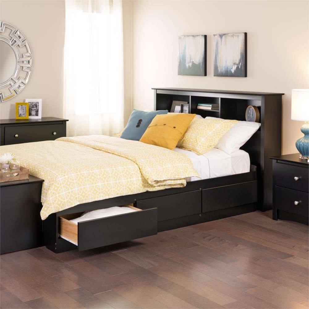 Black Full / Queen Bookcase Headboard. Picture 4