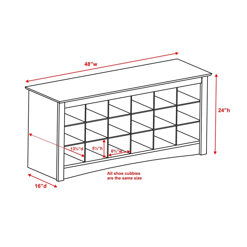 Black Shoe Storage Cubbie Bench. Picture 5