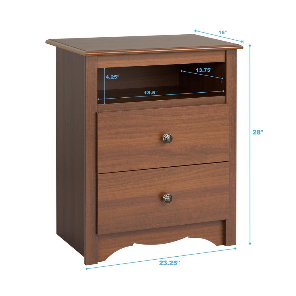 Cherry Monterey Tall 2 Drawer Nightstand with Open Shelf. Picture 3