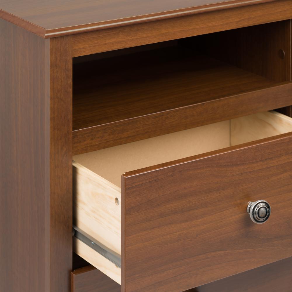 Cherry Monterey Tall 2 Drawer Nightstand with Open Shelf. Picture 4