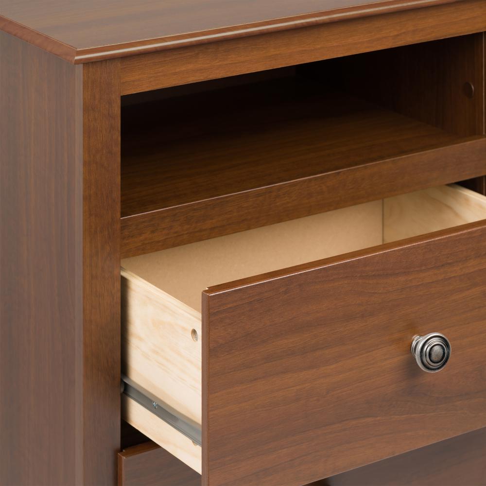 Cherry Monterey Tall 2 Drawer Nightstand with Open Shelf. Picture 7