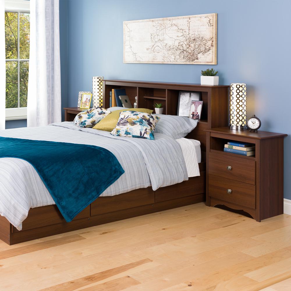 Cherry Monterey Tall 2 Drawer Nightstand with Open Shelf. Picture 9