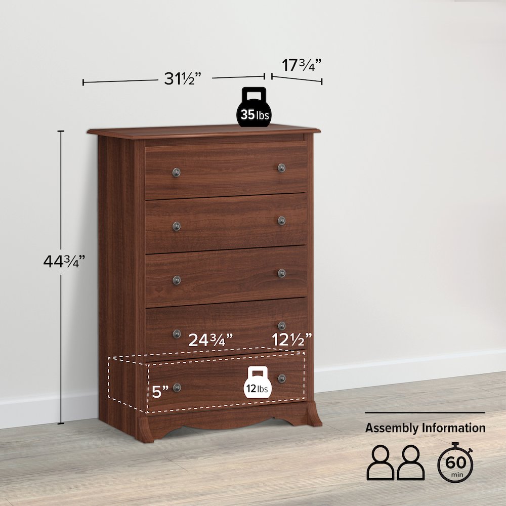 Cherry Monterey 5 Drawer Chest. Picture 5