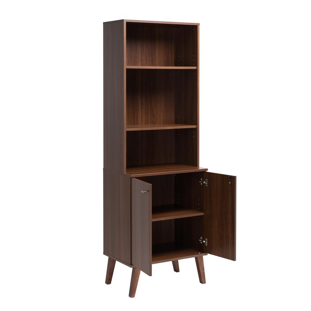 Milo Mid-Century Modern Tall Bookcase with Adjustable Shelves. Picture 6