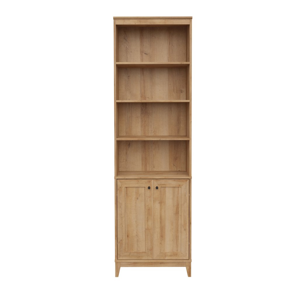 Yaletown 2-Door Bookcase with 3 Shelves Oak Engineered Wood Cabinet. Picture 12