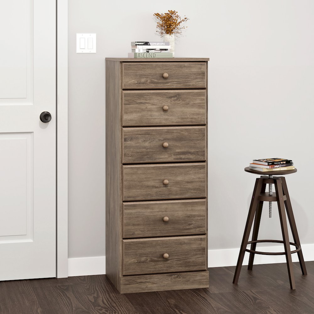 Astrid 6-Drawer Tall Chest, Drifted Gray. Picture 6