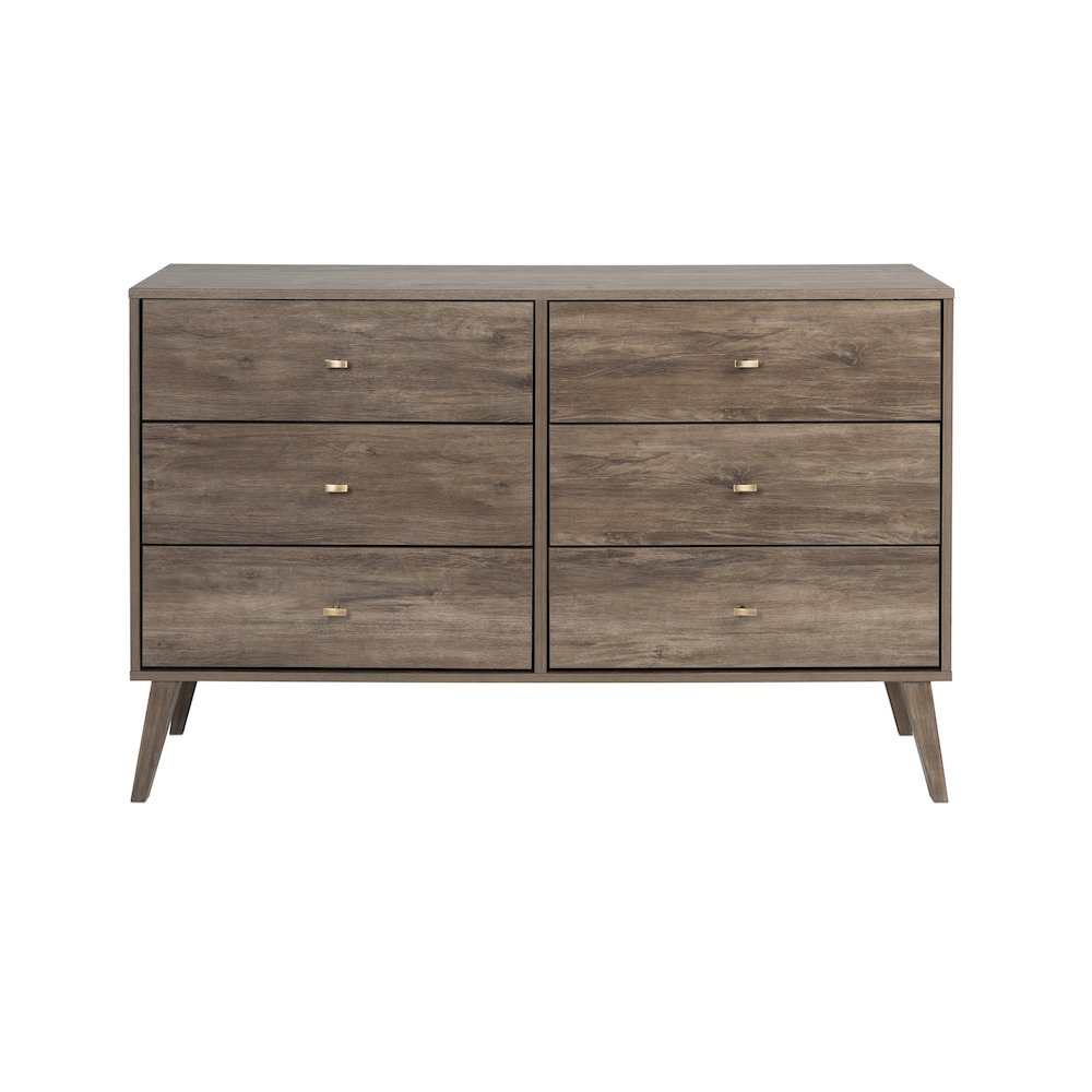 Milo Mid Century Modern  6-drawer Dresser, Drifted Gray. Picture 1