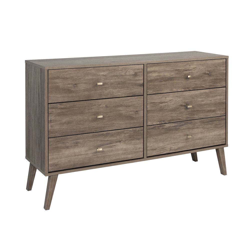 Milo Mid Century Modern  6-drawer Dresser, Drifted Gray. Picture 2