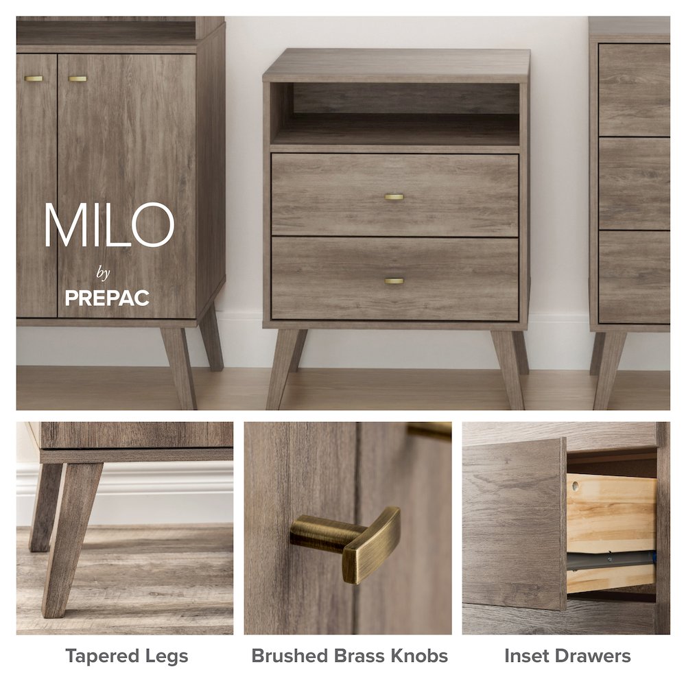 Milo Mid Century Modern  6-drawer Dresser, Drifted Gray. Picture 7