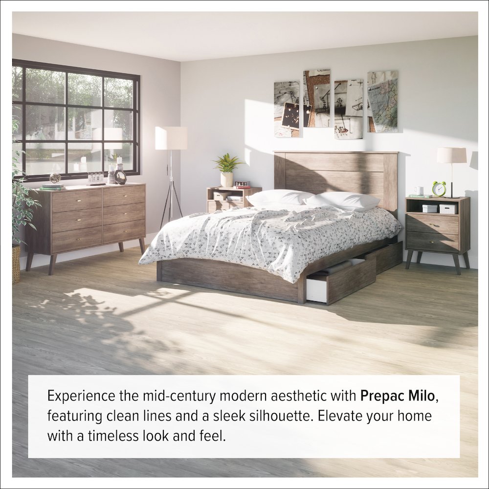 Milo Mid Century Modern  6-drawer Dresser, Drifted Gray. Picture 8