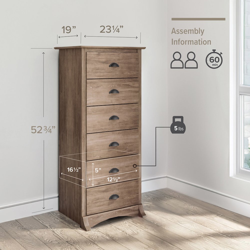 Salt Spring Tall 6-Drawer Chest, Drifted Gray. Picture 5