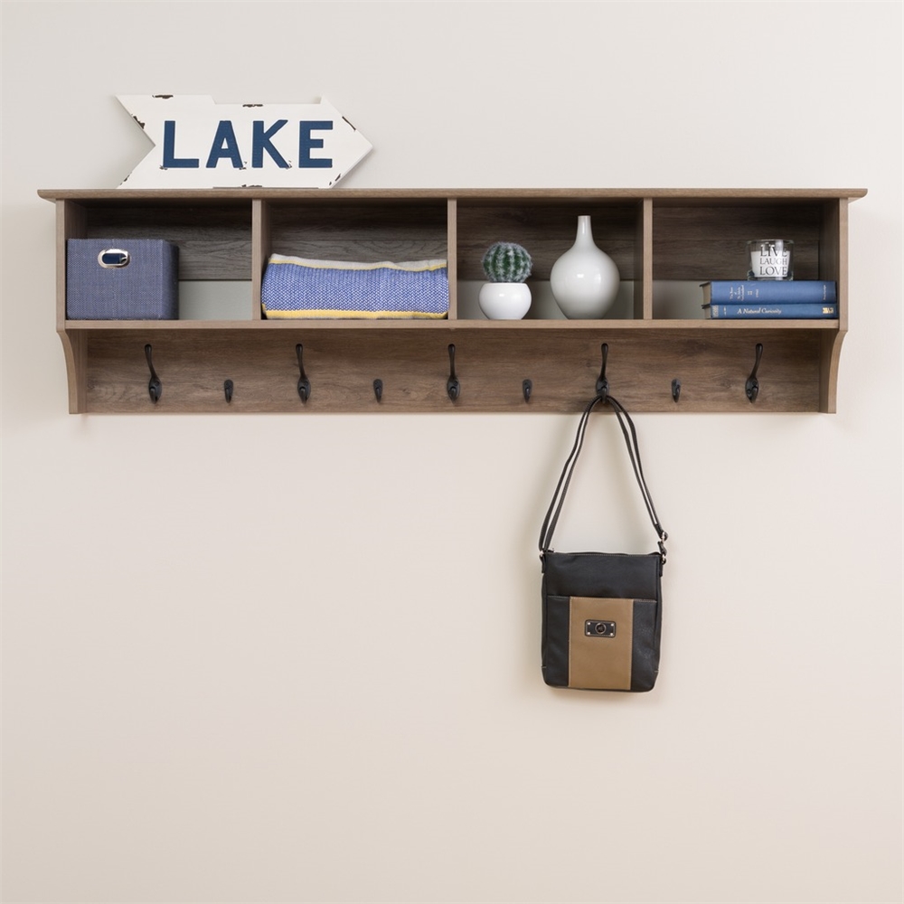 60" Wide Hanging Entryway Shelf, Drifted Gray. Picture 4
