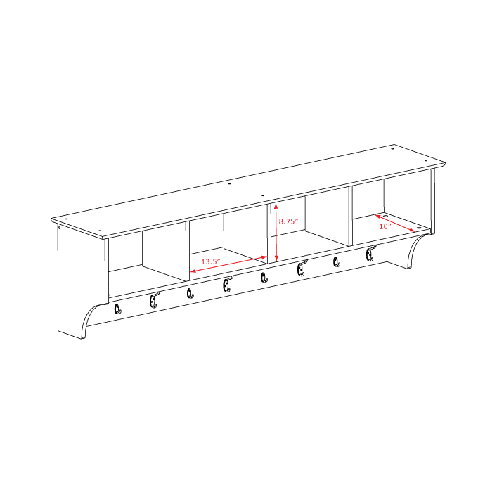 60" Wide Hanging Entryway Shelf, Drifted Gray. Picture 5