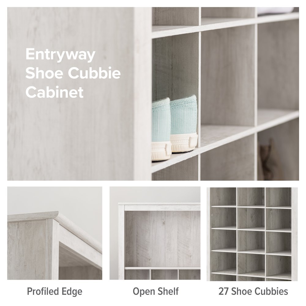Washed White Shoe Cabinet, Storage Cabinet, Display Cabinet 13"D x 26"W x 72.5"H. Picture 7