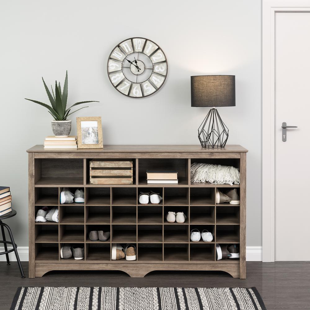 60 inch Shoe Cubby Console, Drifted Grey. Picture 9