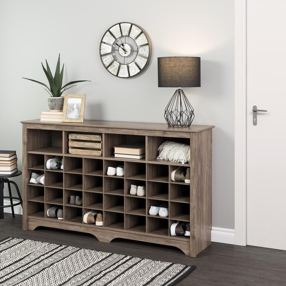 60 inch Shoe Cubby Console, Drifted Grey. Picture 10