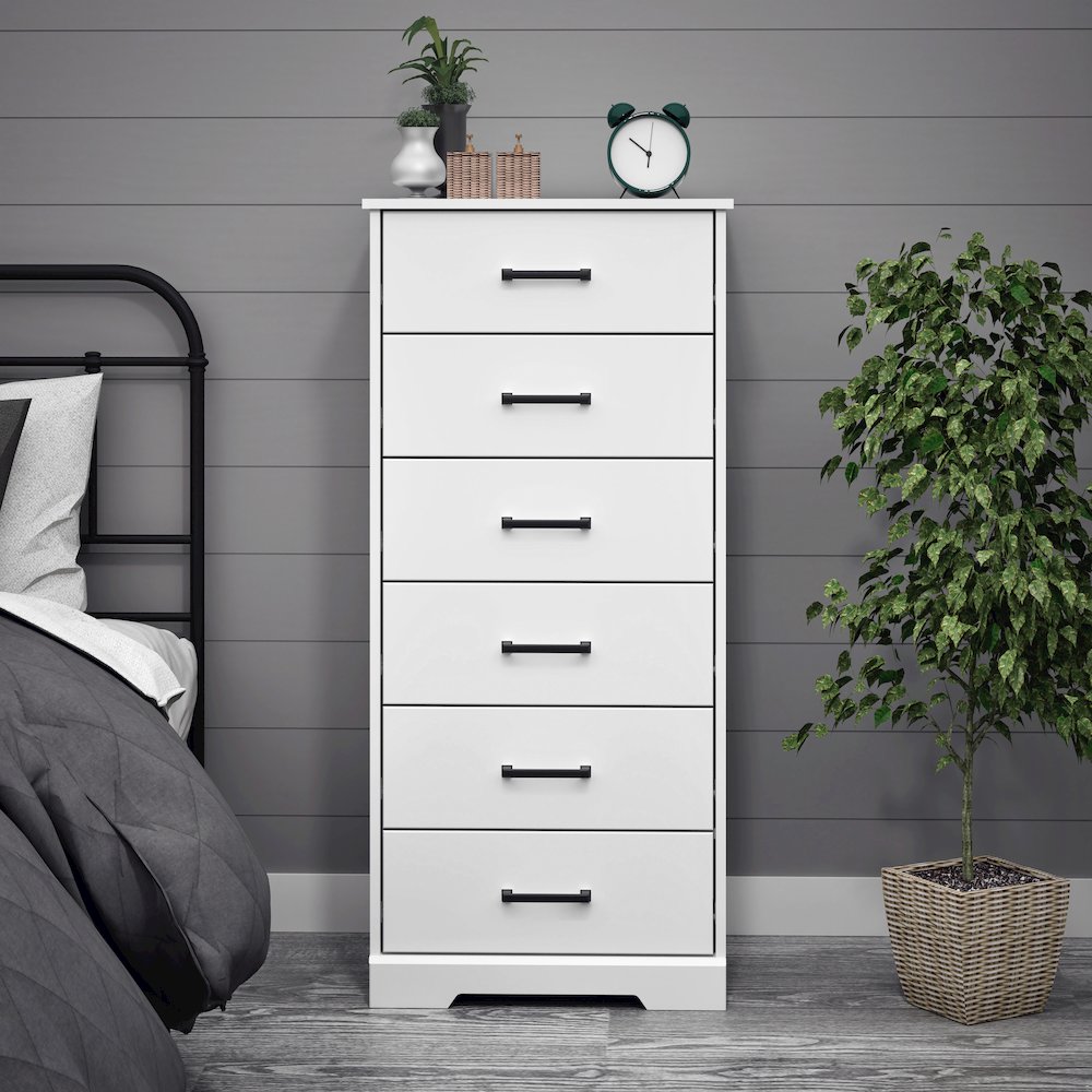 Rustic Ridge White 6 Drawer 18.5"D x 23.75"W x 51.5"H Dresser. Picture 5