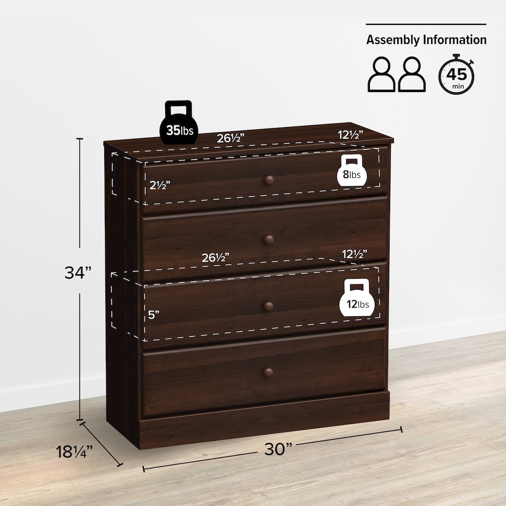 Astrid 4-Drawer Dresser, Espresso. Picture 4