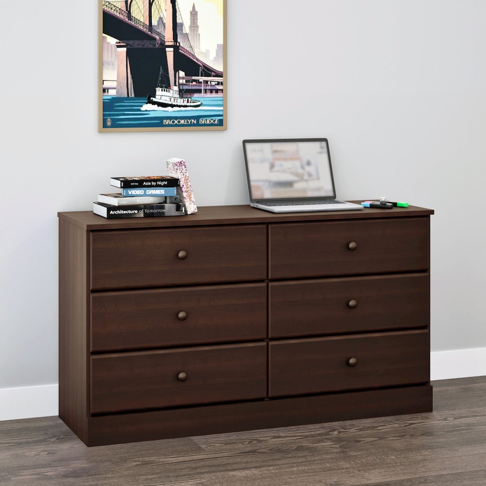 Astrid 6-Drawer Dresser, Espresso. Picture 6