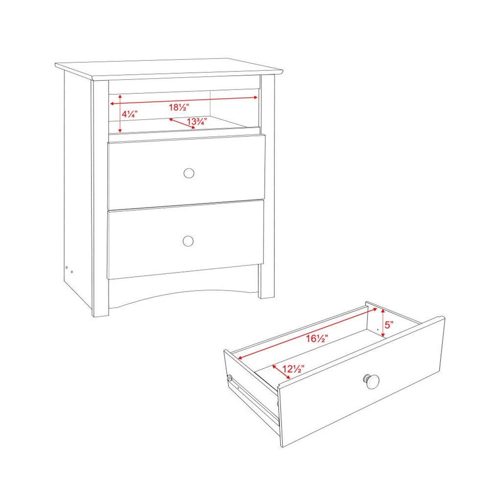 Espresso Fremont Tall 2 Drawer Nightstand with Open Shelf. Picture 6