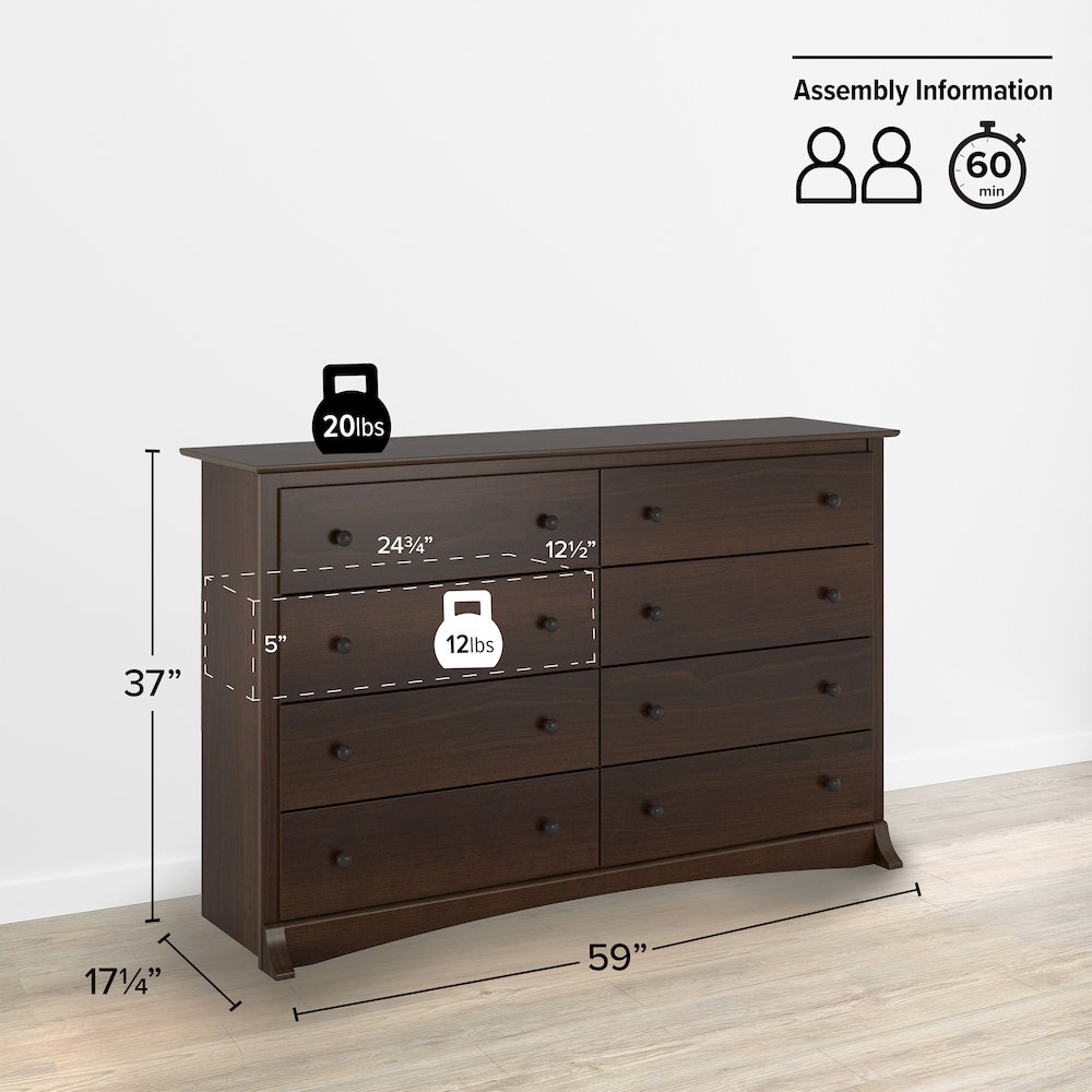 Prepac Fremont 8-Drawer Dresser, Espresso. Picture 5