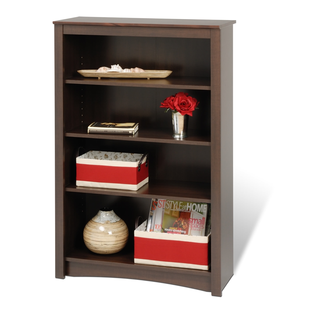 Espresso 4-shelf Bookcase. Picture 1