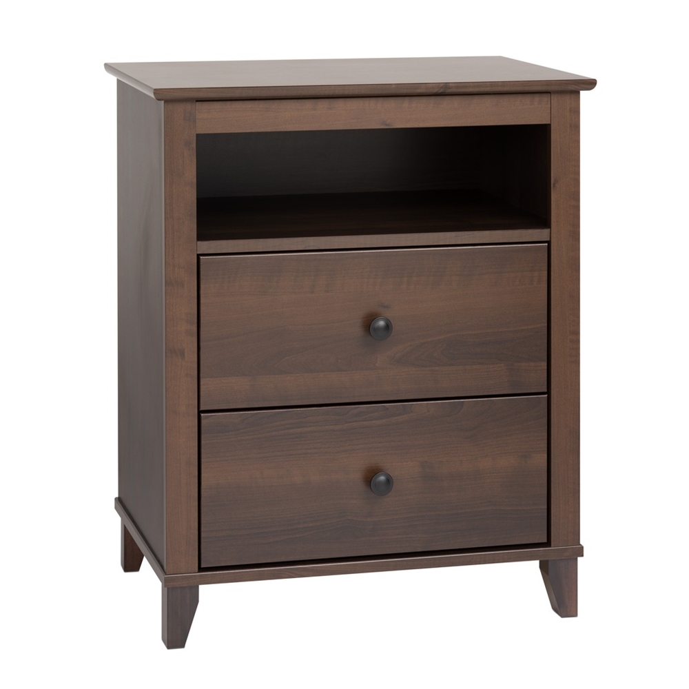 Yaletown 2-Drawer Tall Nightstand, Espresso. Picture 1